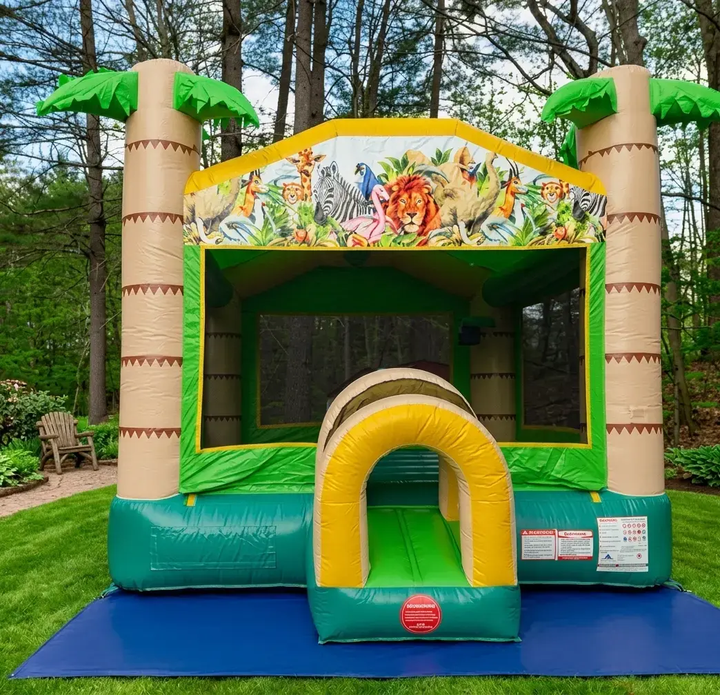 Kids playing in a bounce house rental in New Hampshire