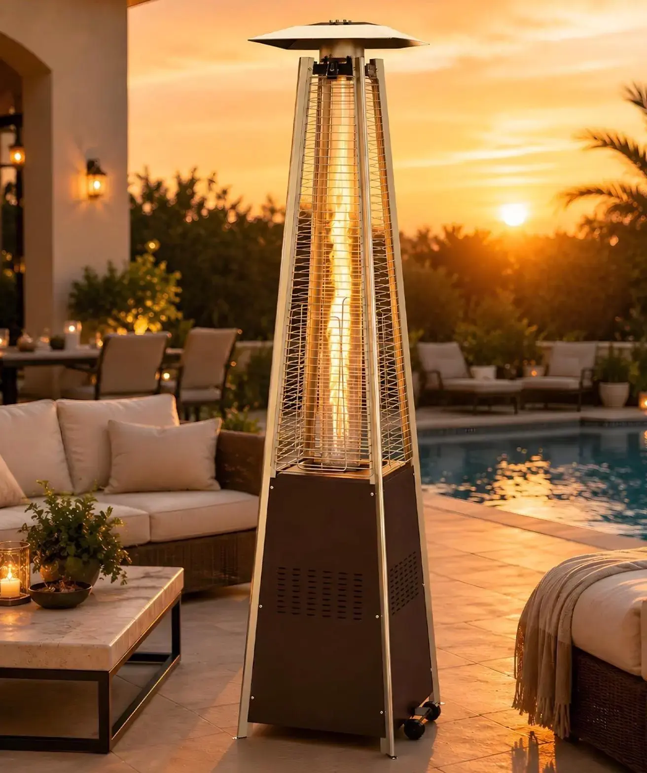 Outdoor heater rental under a party tent in New Hampshire