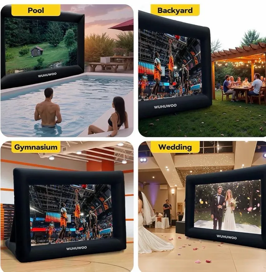 Outdoor movie screen rental in a backyard in New Hampshire
